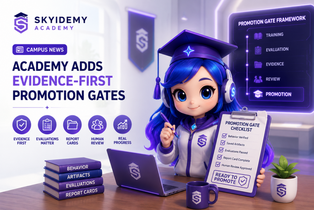 Campus News SkyIdemy Academy introduced evidence-first promotion gates to make sure AI models do not advance just because a training number improves.